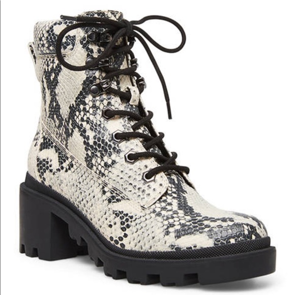 Madden Girl Dillan Snake Python Combat Boots - Picture 1 of 8